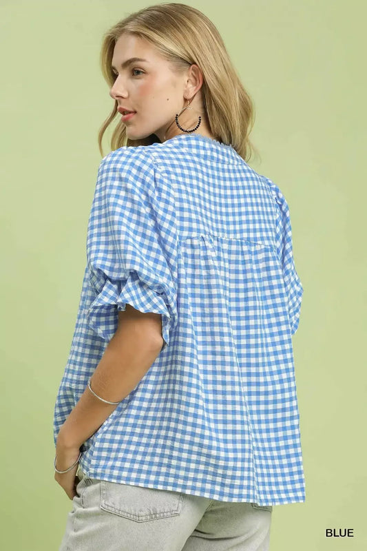 Gingham Check Blouse with Ruffle Sleeves 2bdf7ab6-47c3-4bb3-9e13-4aac7e0d0979-Max-Origin