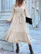 Ruffled Hem V-Neck Balloon Sleeve Dress 2be0da72-5a04-4c50-8ae1-c9c34534dd62-Max-Origin