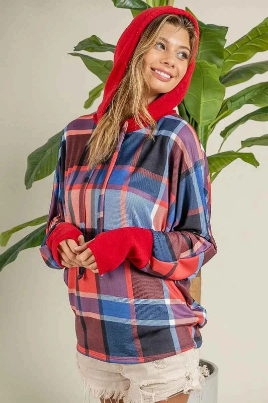 Plaid Mirr Brushed Rib Contrast Thumb Open Hoodie 2bec3b0803004aae95b89bf92ac1eaa1-Max-Origin