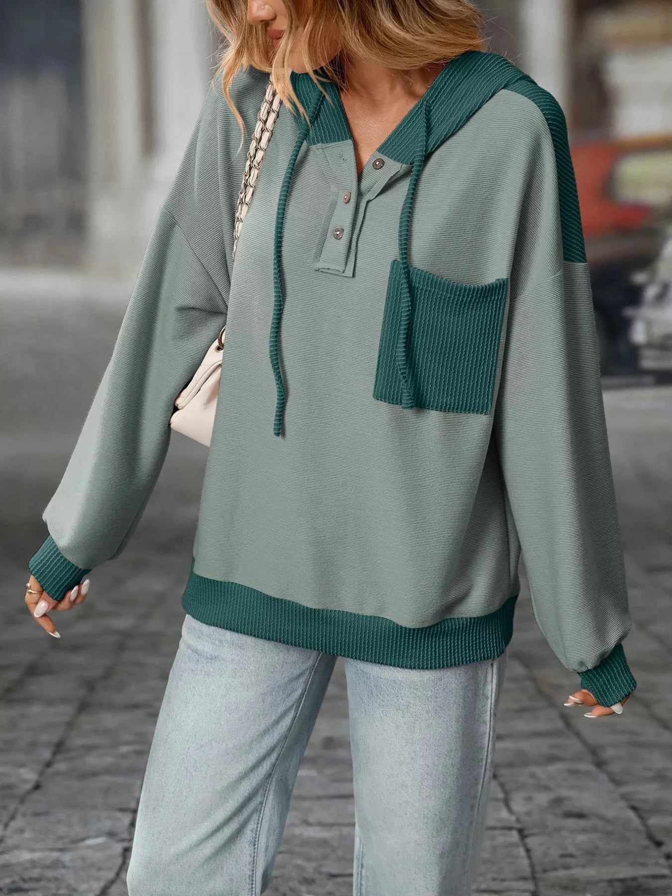 Casual Color Block Button Detail Hoodie 2befcf4c-dc64-44b4-9d0e-bba76041f879-Max-Origin