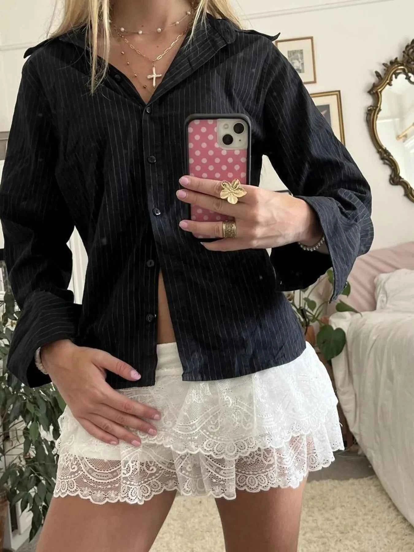 Printed Button-Down Long Sleeve Shirt