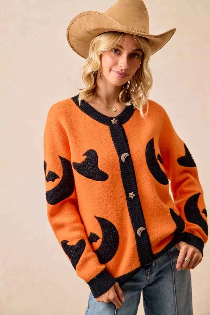 BiBi Halloween Witch Hat Moon Bat Artwork Cardigan 2bf97a04168c4b46bd2c394029dc502b-Max-Origin