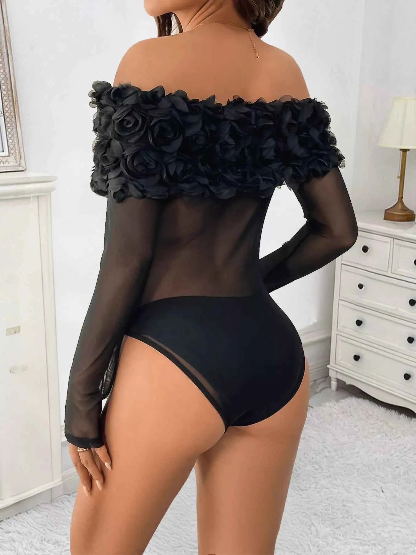 Flower Off-Shoulder Mesh Bodysuit 2c027940049046efa0ac20563346a961-Max-Origin