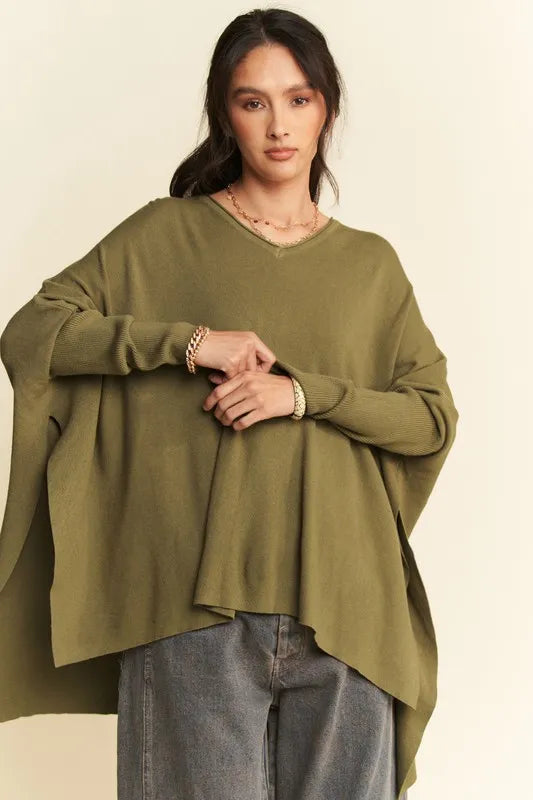 High-Low Side Slit Batwing Sleeve Top 2c02d410-2873-468a-9db0-b71307a0f88f-Max