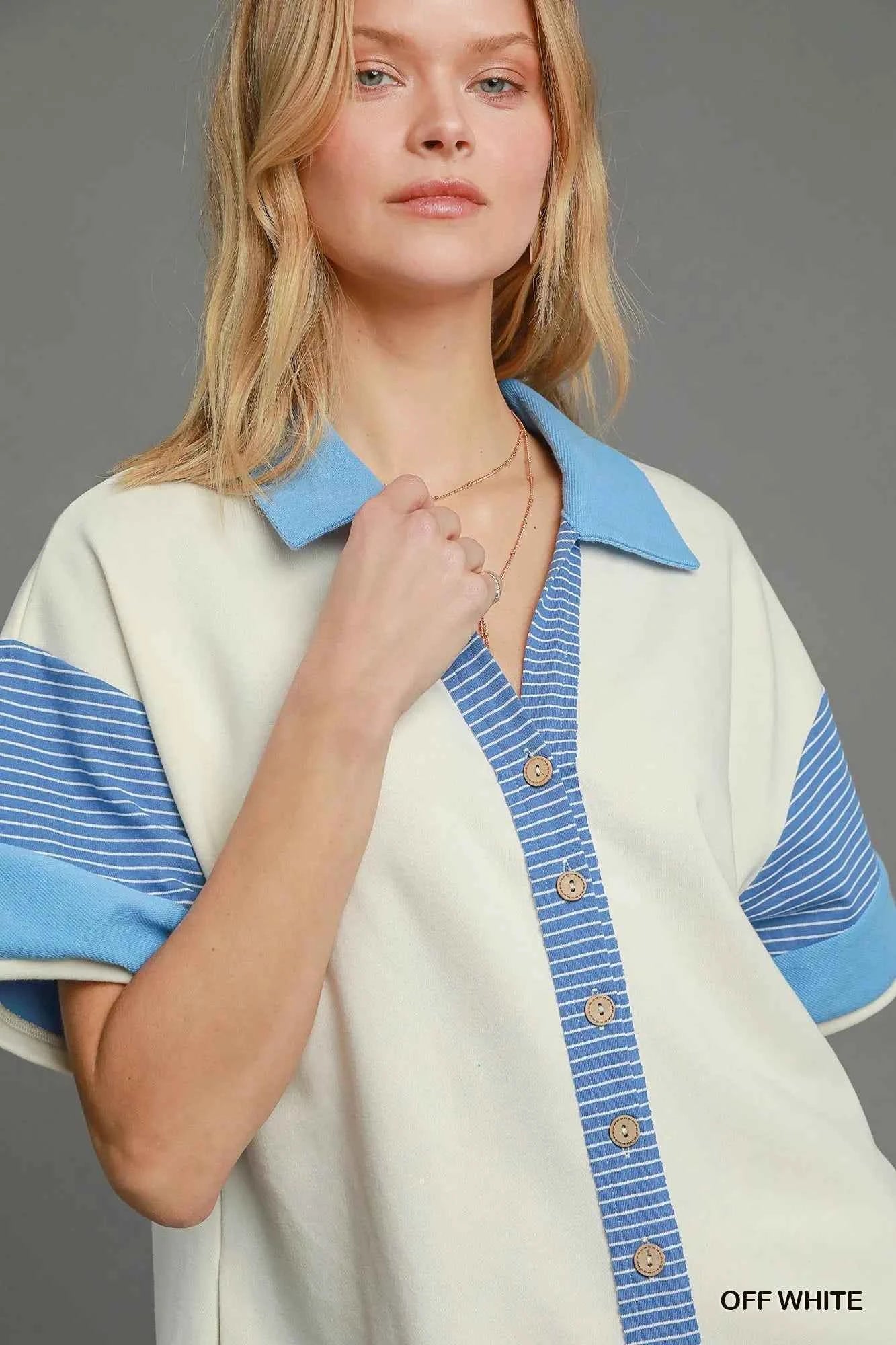 Umgee French Terry Collared Colorblock Romper 2c0eee58-b178-42b8-bb76-d420c0954b53-Max-Origin