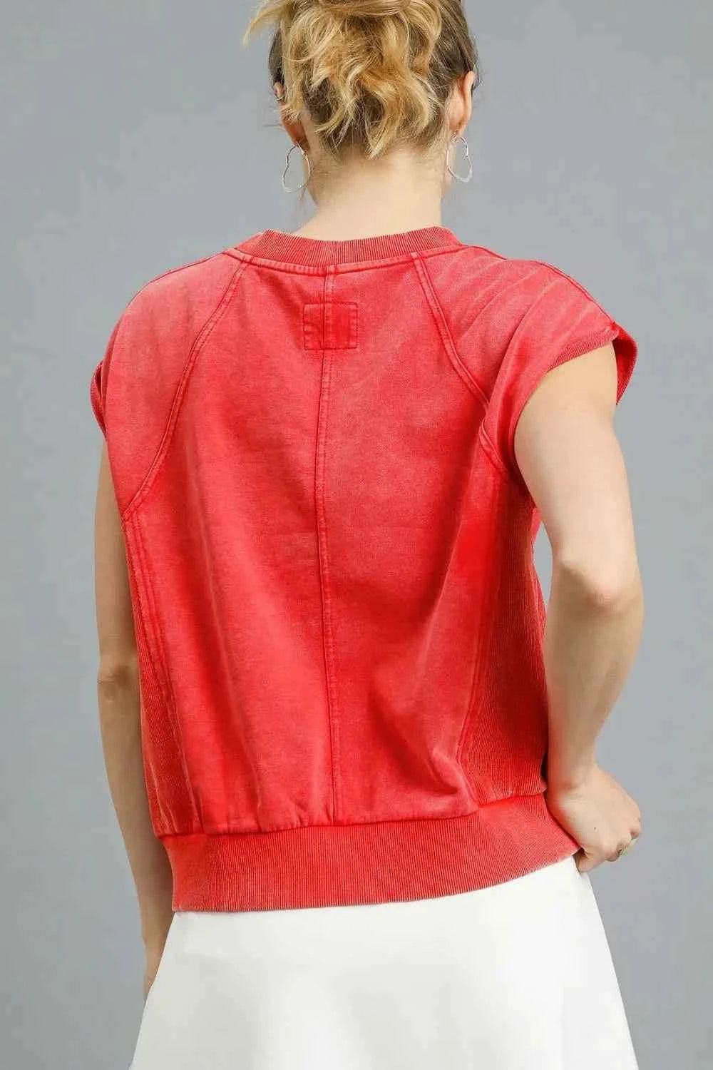 Umgee Round Neck Cap Sleeve Sweatshirt 2c0f89be-ccf1-49f7-81ea-10ff1bb6156f-Max-Origin