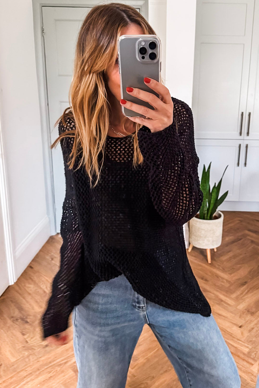 Coral Crochet Hollow-out Knit Sweater 2c1428764b59db64