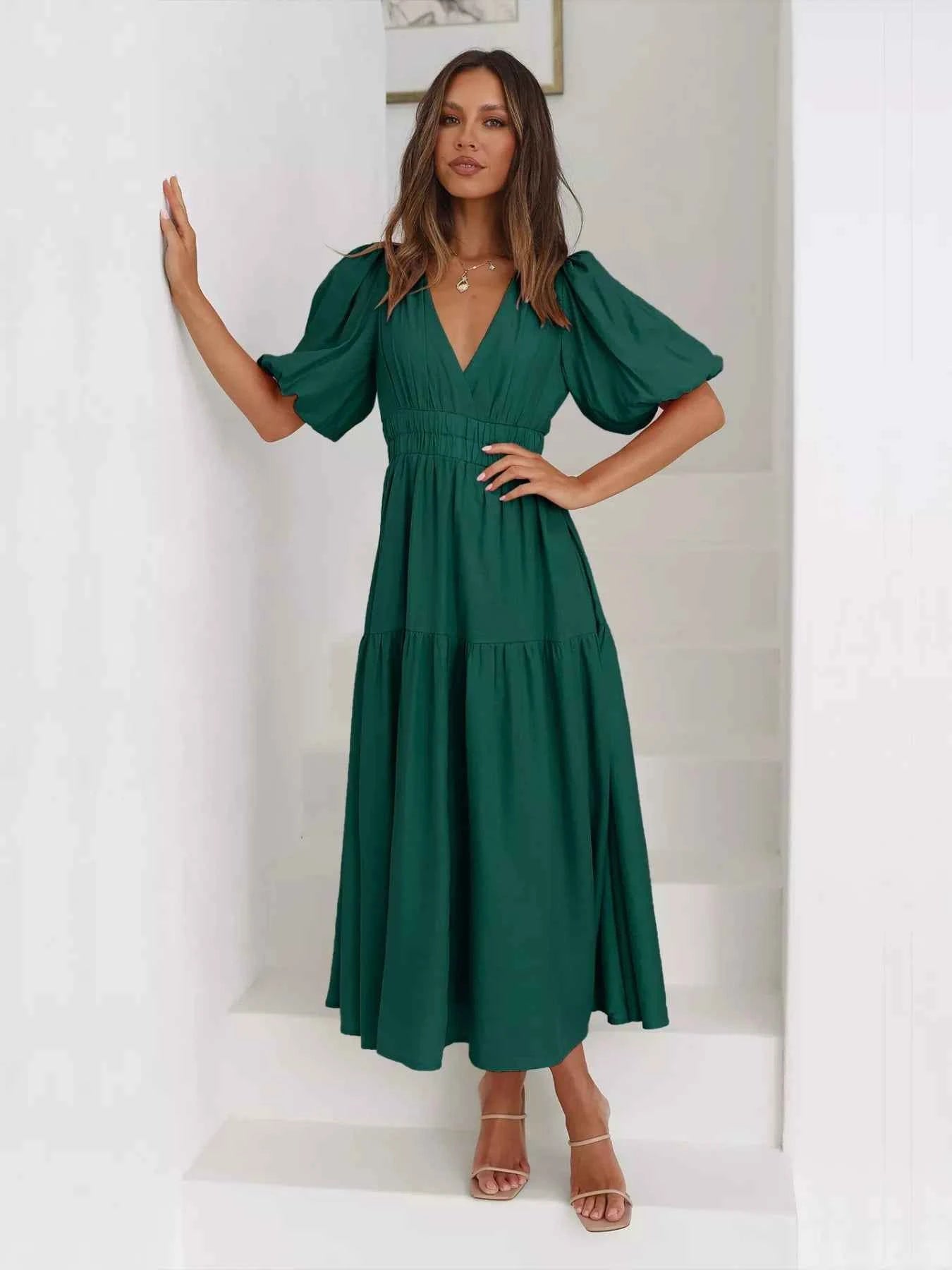 Tiered Puff Sleeve Midi Dress 2c16700d-7c82-4694-bdf8-34db4fb612da-Max-Origin