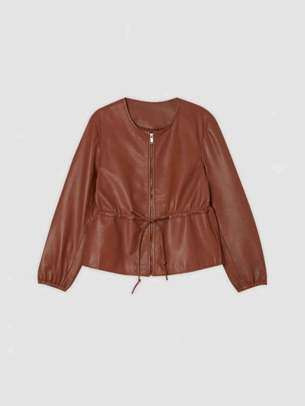 Drawstring Zip Up Leather Jacket 2c17daf640df425fbdf1fae663009596-Max-Origin