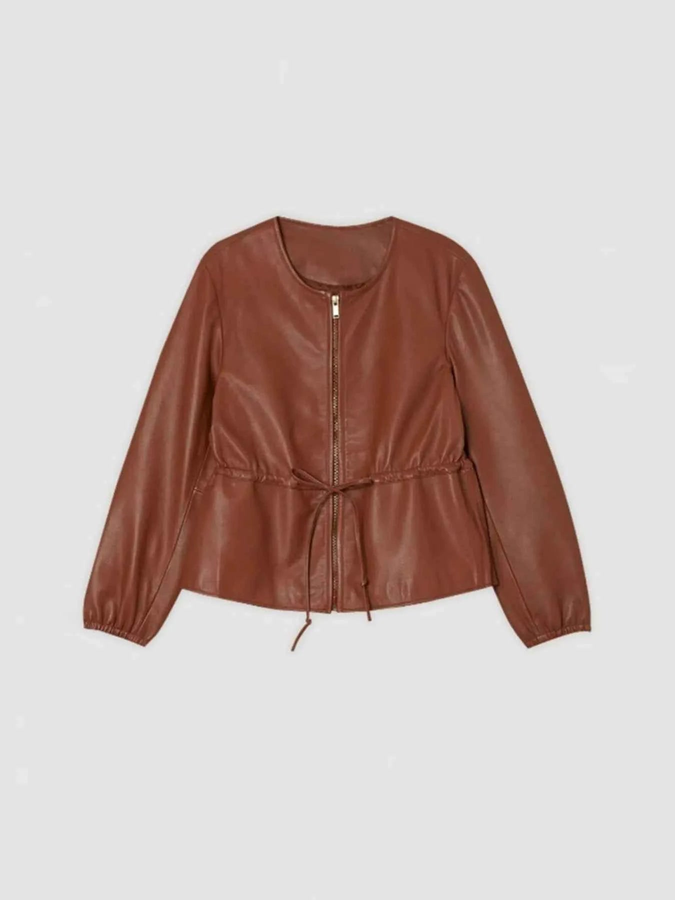 Drawstring Zip Up Leather Jacket 2c17daf640df425fbdf1fae663009596-Max-Origin
