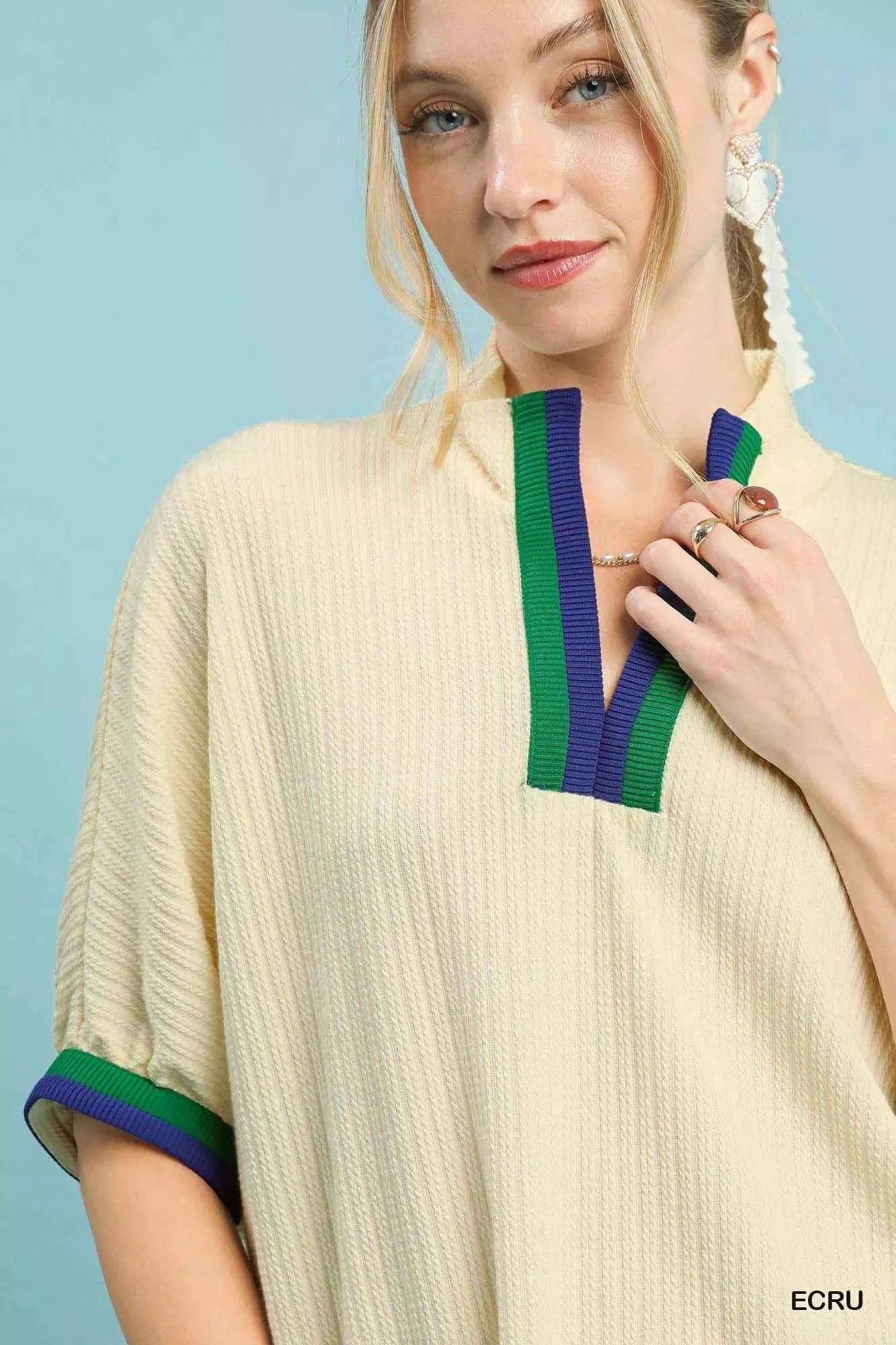 Umgee Textured Knit Top with Striped Contrast Trim 2c1891fc-8cb3-4cad-9179-74f7bdd3b943-Max-Origin