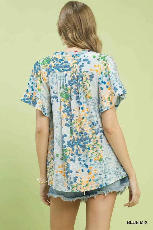 Mix Media Flutter Sleeve Blouse 2c190855-121e-4b7d-b11a-6ec8329307d8-Max
