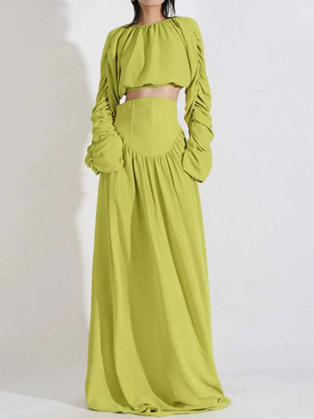 Ruched Long Sleeve Top and High Waist Skirt Set 2c1a8bc0-c47a-42d3-b159-4506857a9ccf-Max-Origin