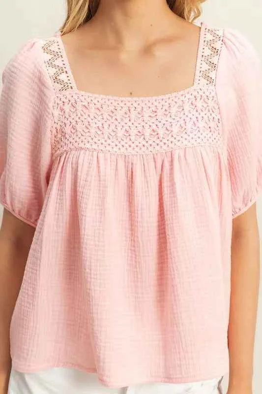 HYFVE Crochet Detail Puff Sleeve Peasant Top 2c2f92e4-290e-4f3e-8fd4-87337064f49a-Max-Origin