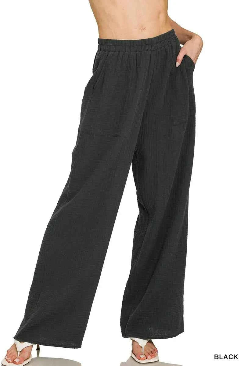 Zenana Double Gauze Elastic Band Pants BLACK 2c37744b8c074acabb70e3b9146a004b-Max-Origin_abfef922-1267-483f-8817-350cbd7b3195
