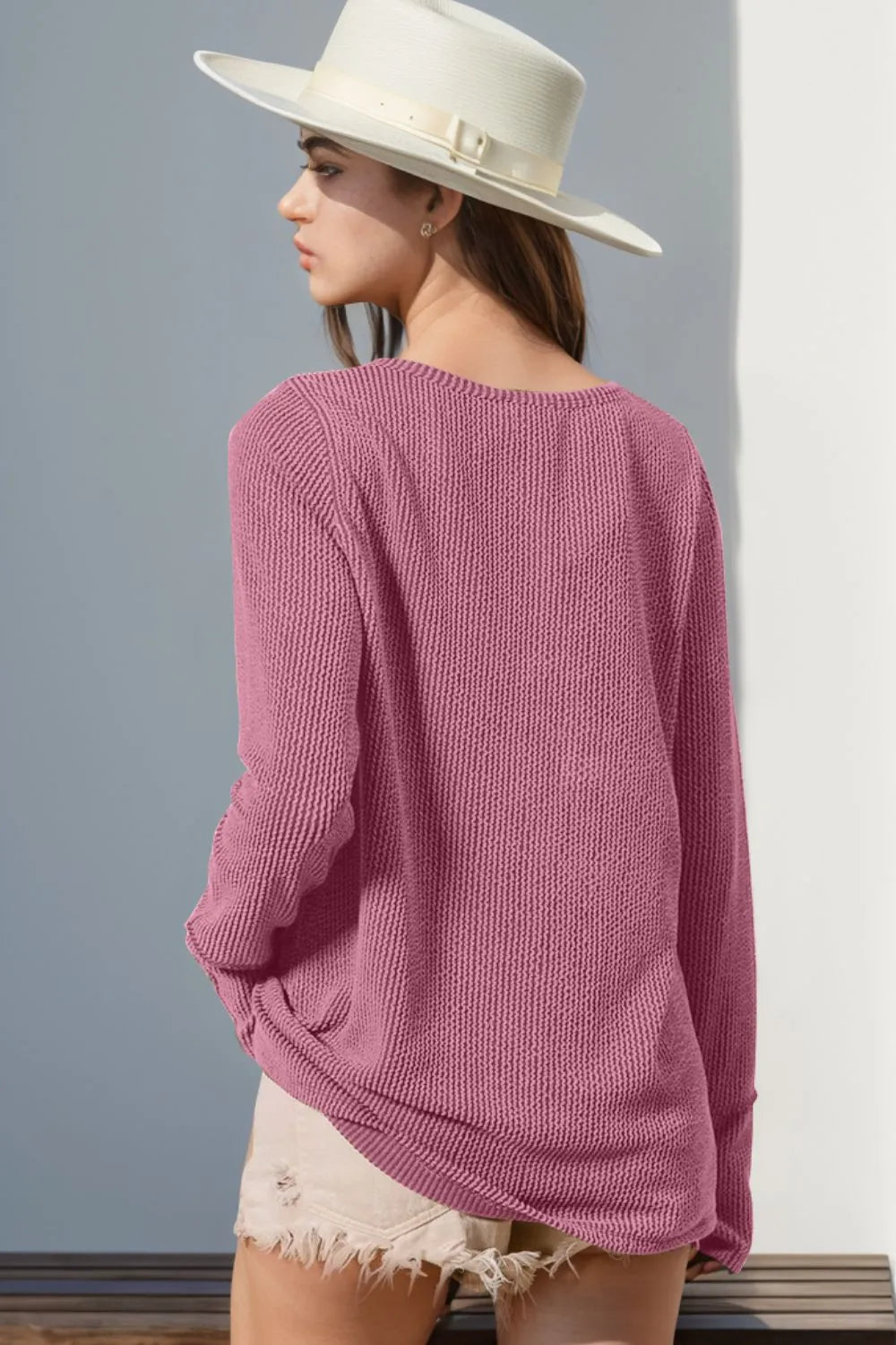 Double Take Full Size Notched Thumbhole Long Sleeve T-Shirt 2c3d20e1-caec-445b-80bd-ea09312cbe17-Max