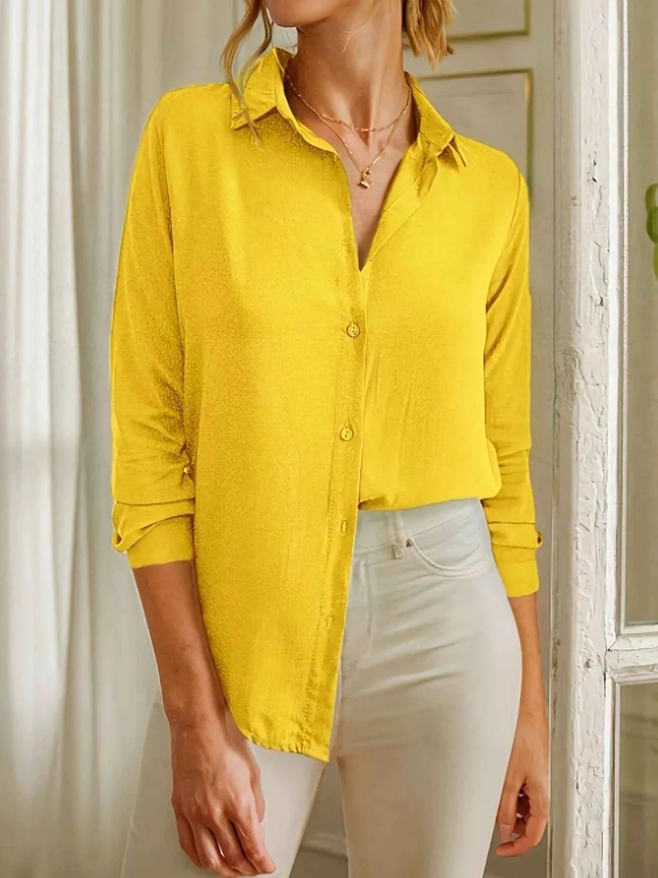 Long Sleeve Button-Down Shirt Yellow 2c5608c5-c3b9-4b05-929b-e77c11c6324b-Max-Origin