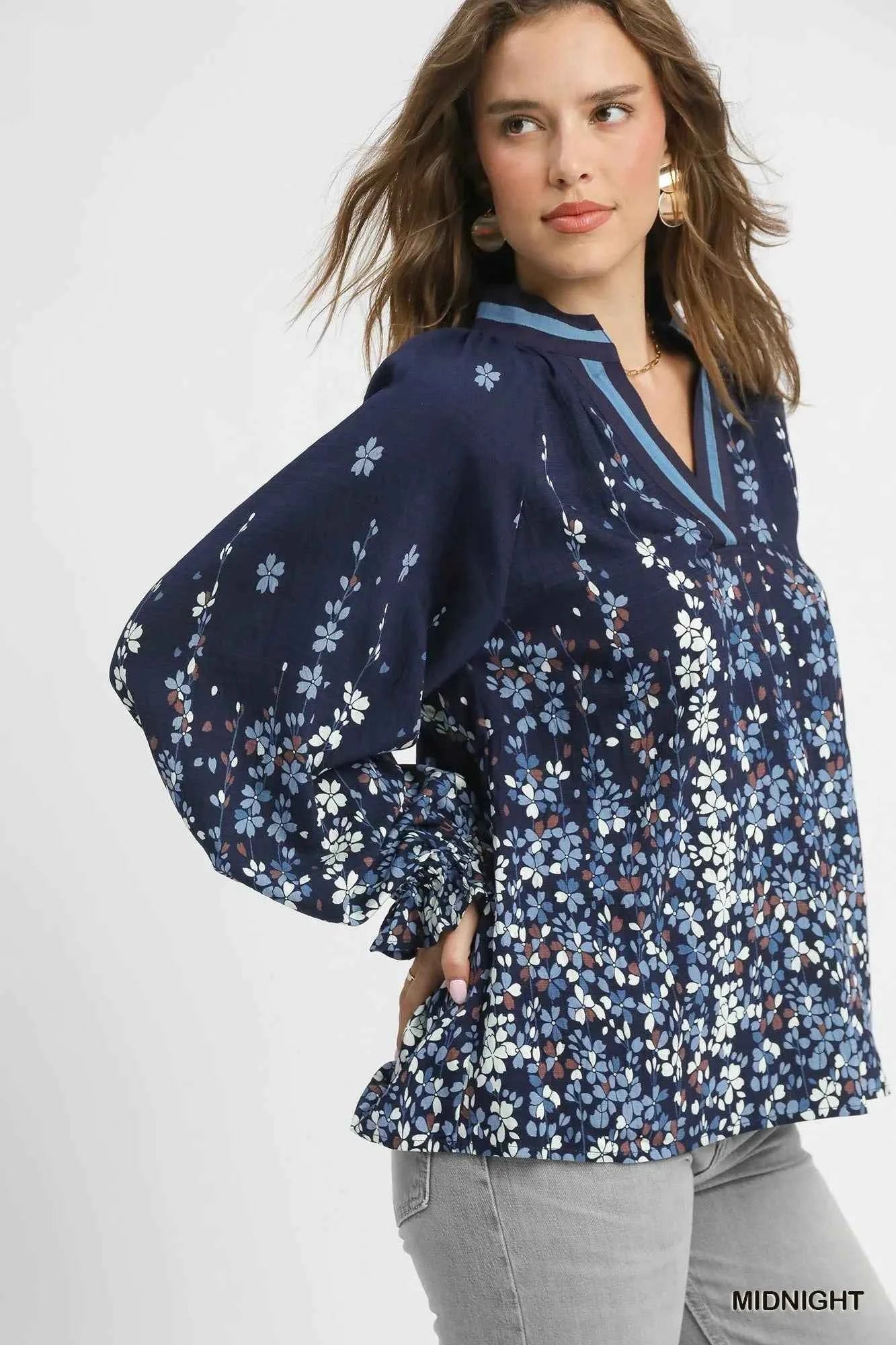Umgee Full Size Floral Vine Print Blouse with Balloon Sleeves Plus Size 2c58b604-a130-4d18-9cb4-5827154f452e-Max-Origin