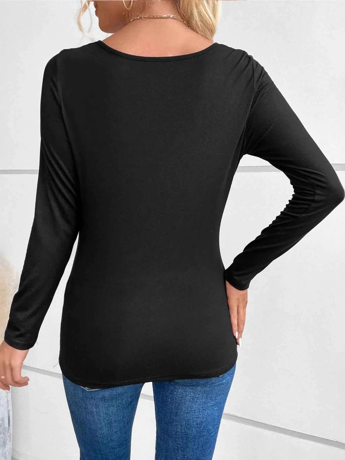 Rhinestone Ruched Long Sleeve T-Shirt 2c64378718204da69e4a398cd5d6c7db-Max-Origin
