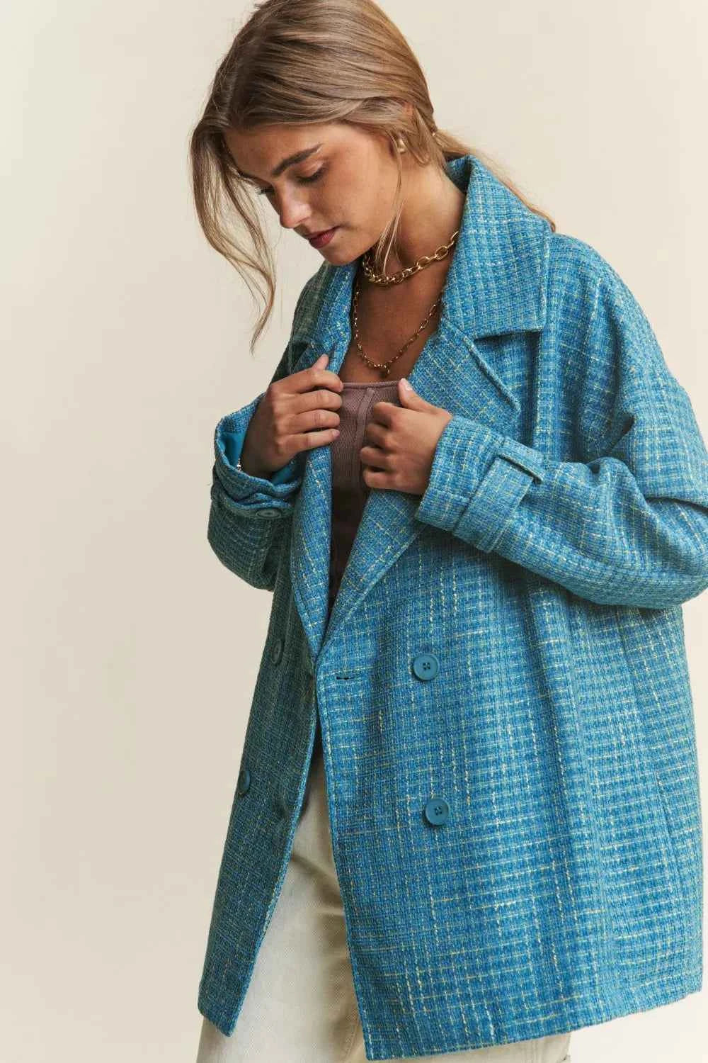 J.NNA Tweed Double-Breasted Long Sleeve Coat 2c7ace46-9744-42e3-9244-9b7d5290974c-Max