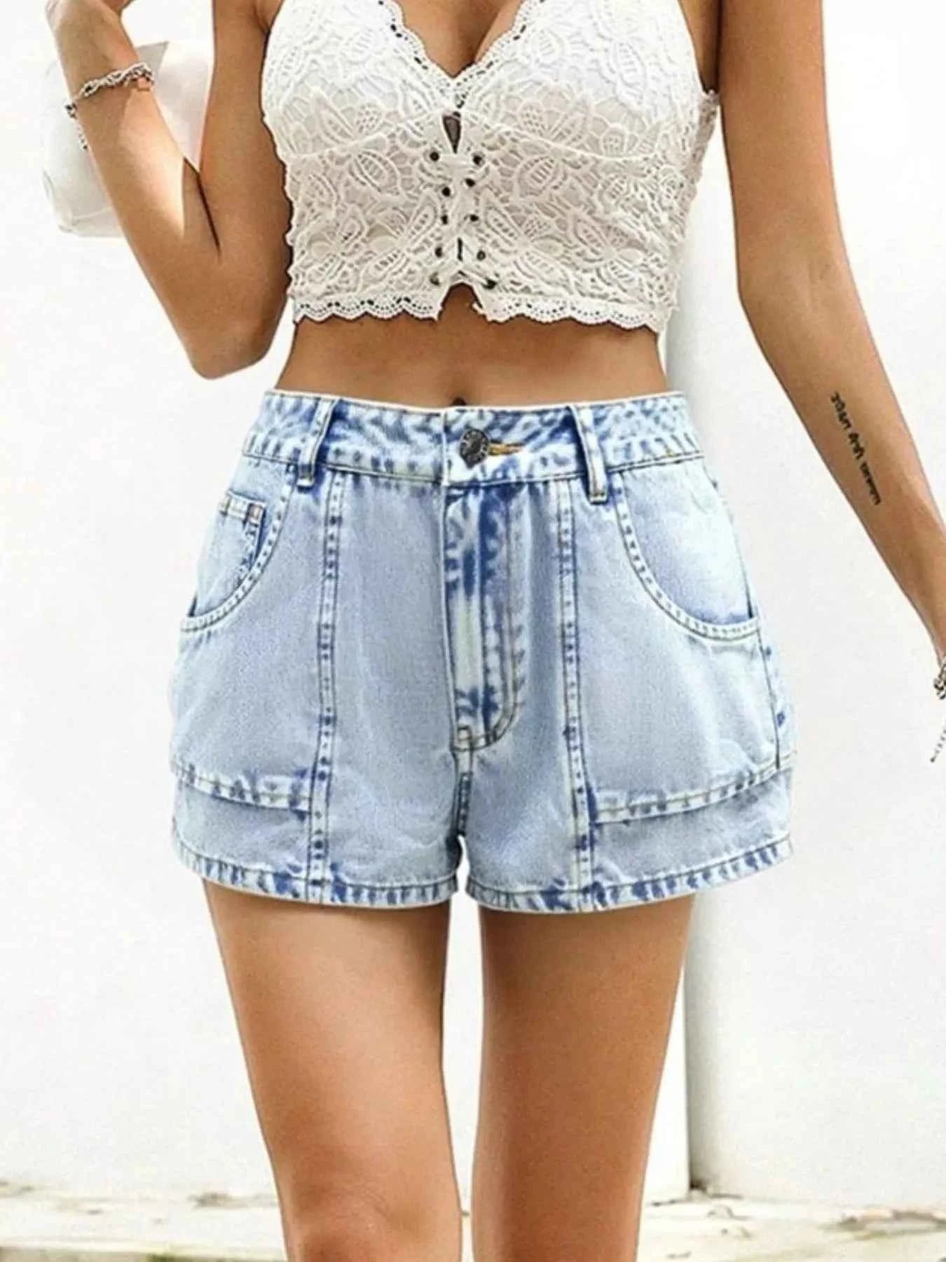High-Waisted Wash Denim Shorts 2c846cd7-5002-4556-8cc1-e52292822436-Max-Origin