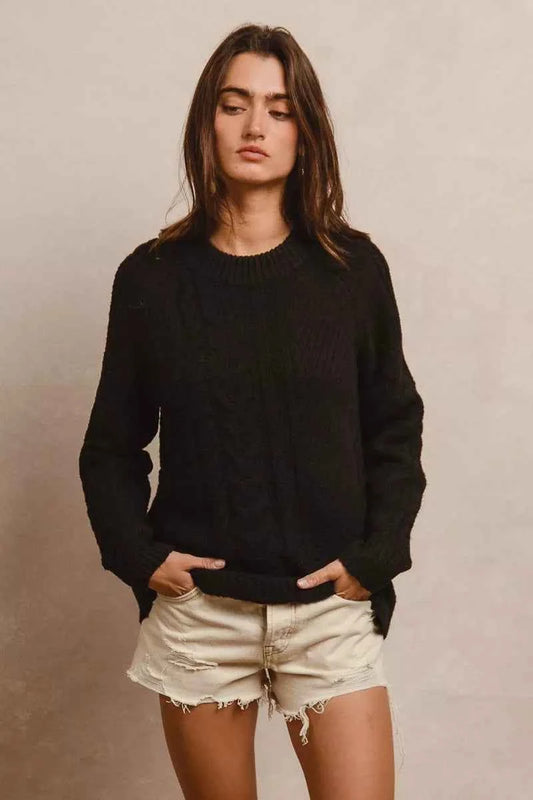 BiBi Twist Knitted Open Shoulder Sweater BLACK 2c87f513-d735-4044-b9ab-d76ab275cc06-Max-Origin