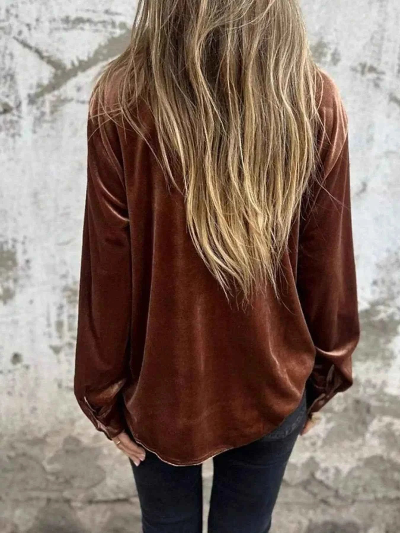 Full Size Velvet Button-Up Long Sleeve Shirt Plus Size 2c94b1db-8536-4c2f-a1ac-efce2bbada02-Max-Origin