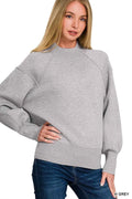 Zenana Viscose Mock Neck Exposed Seam Sweater H GREY 2c9534e7-96c4-4797-9508-8bf223938d84-Max-Origin