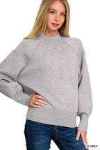 Zenana Viscose Mock Neck Exposed Seam Sweater H GREY 2c9534e7-96c4-4797-9508-8bf223938d84-Max-Origin