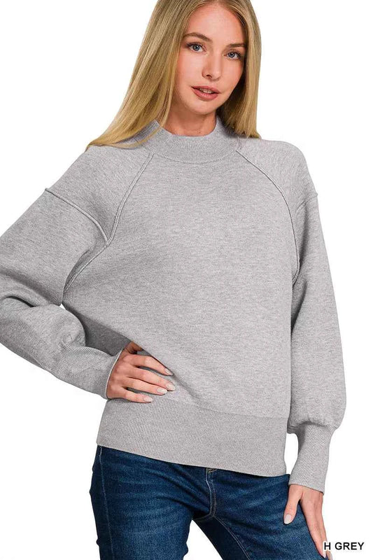 Zenana Viscose Mock Neck Exposed Seam Sweater H GREY 2c9534e7-96c4-4797-9508-8bf223938d84-Max-Origin