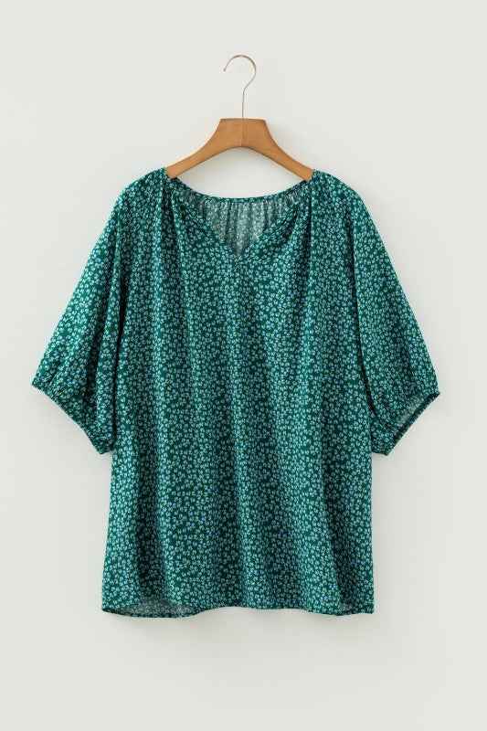 Plus Size Boho Floral Boho Notch V-Neck Top 2c979ba5-c36b-4259-9273-a074441cdda9