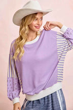BiBi Mix and Match Sweatshirt with Floral Sleeve Striped 2ca2ff546cce4911b34cecf934cd1ed3-Max-Origin