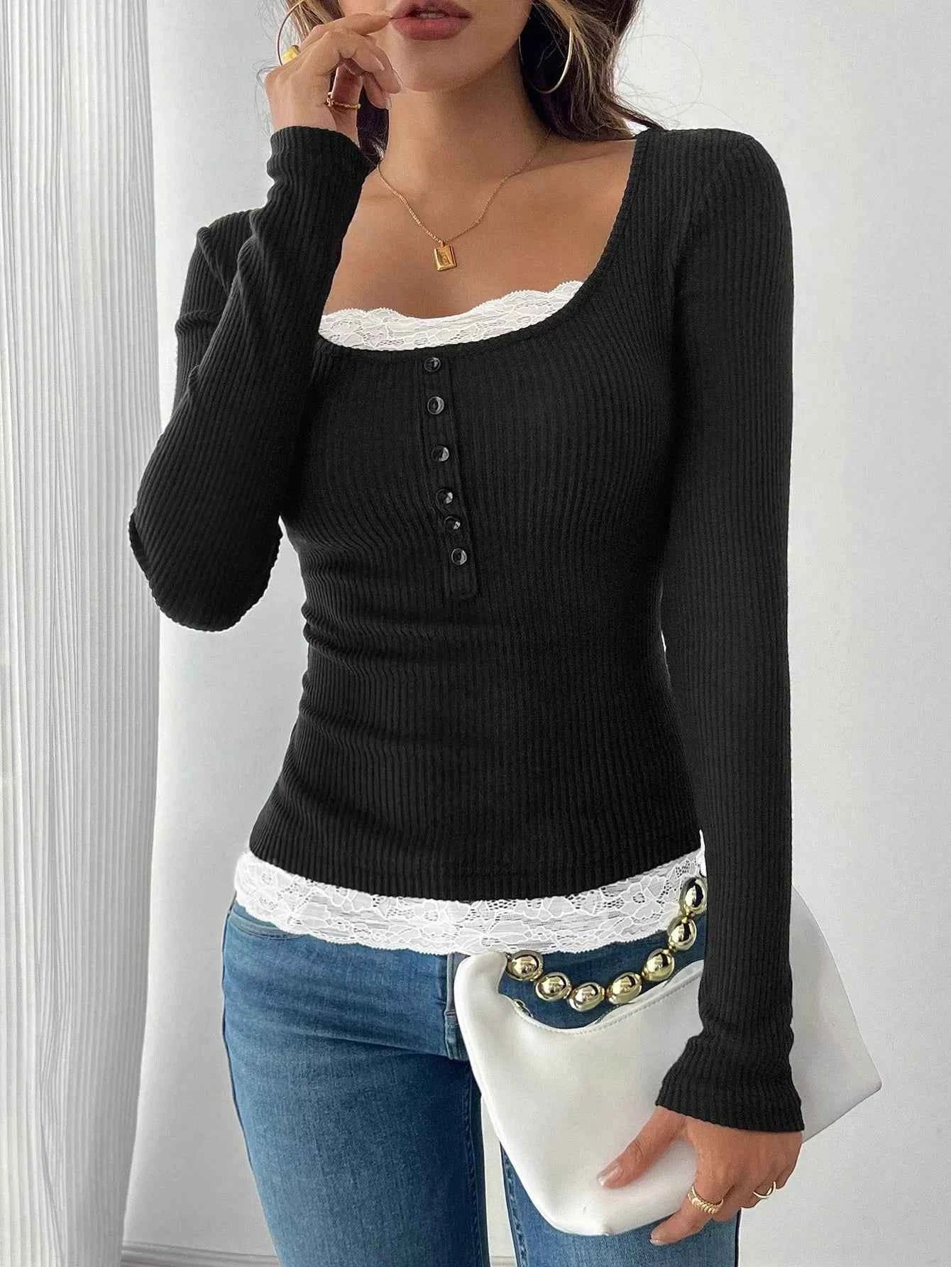 Lace Detail Long Sleeve T-Shirt 2cb128bf-f9d4-431e-aa97-270eef89c70f-Max-Origin