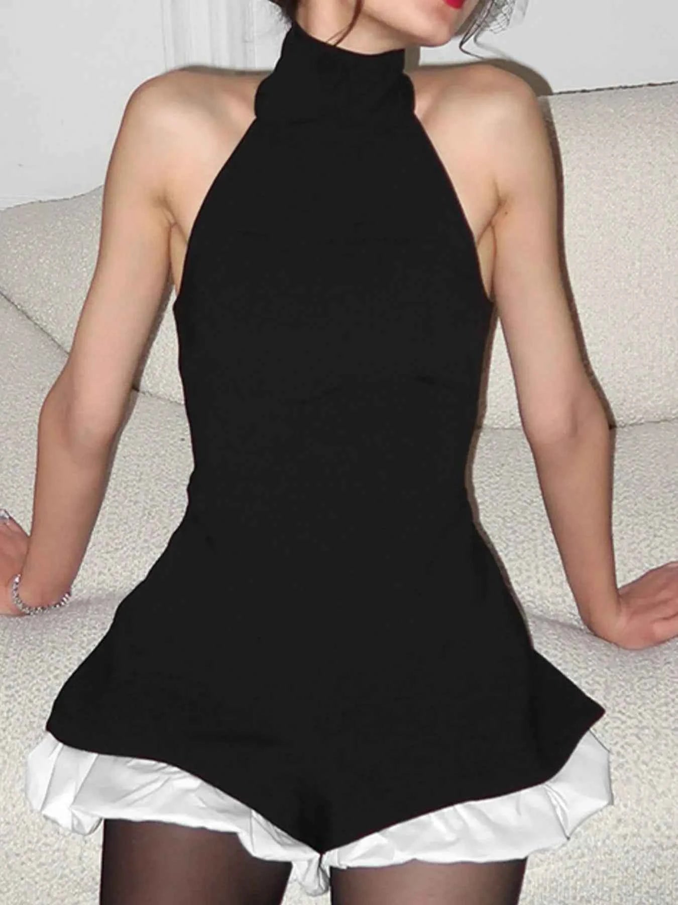 Halter Neck Ruffled Hem Romper 2cb7d1de-9ad4-4f2c-9cb9-84edaf78b351-Max-Origin