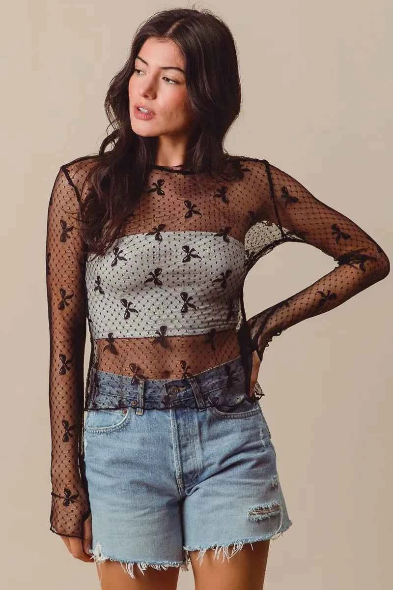 SO ME Bow Ribbon Pattern Sheer Lace Top 2cb9b1f89fba41ed85dabe3d9b8bffdd-Max-Origin