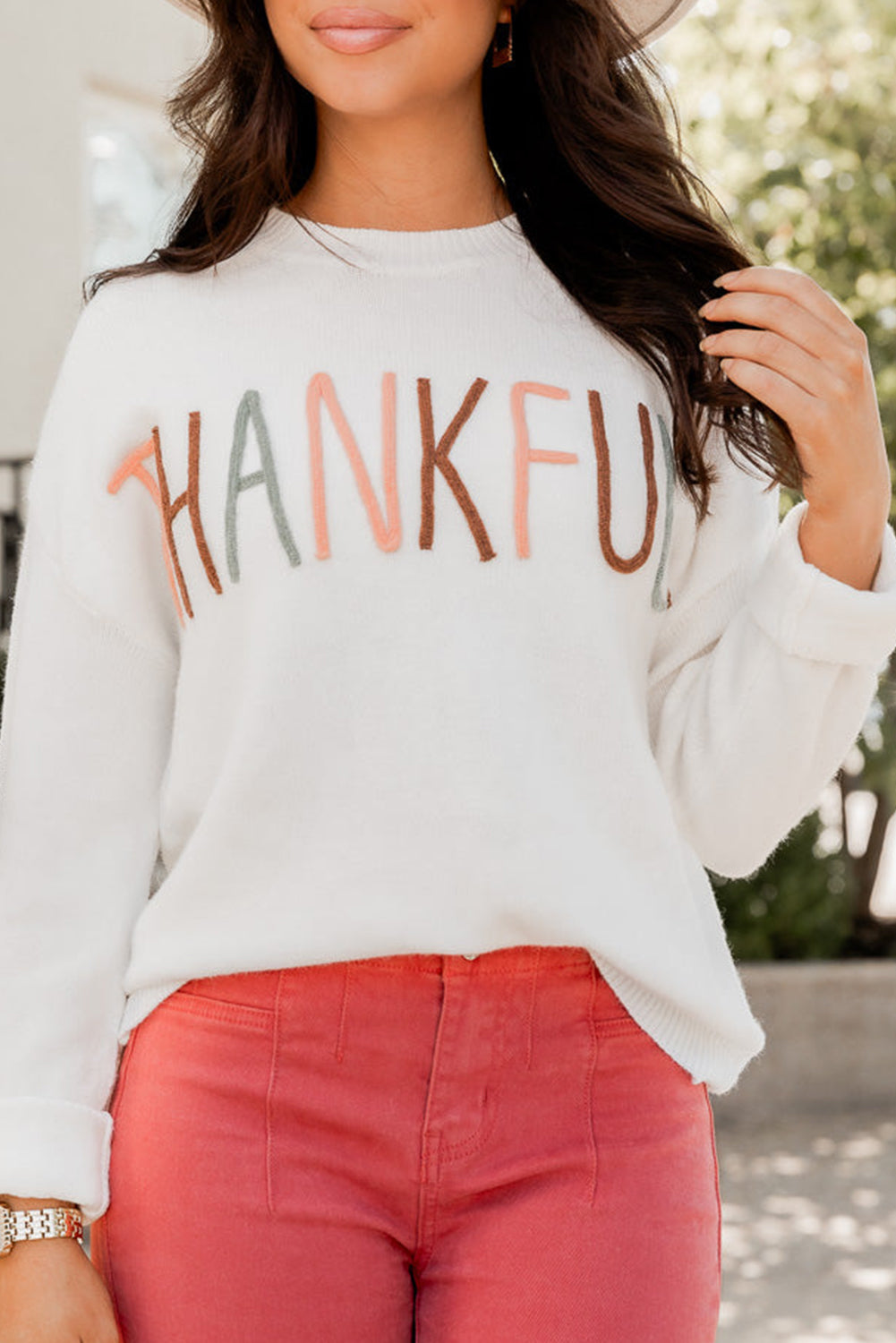 White Thankful Ivory Embroidered Sweater 2cc2efd1577f78a8
