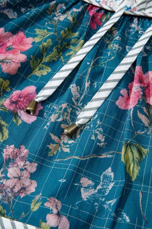Floral Stripe Patchwork Long Puff Sleeve Blouse 2cd8a5c7-df12-49ce-b3a1-5b5e82f8c6c0