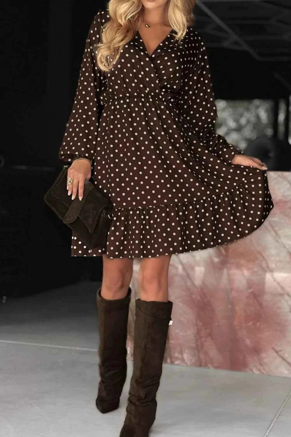 Polka Dot Ruffle Hem Wrap Dress 2cde0ead-f042-440e-94c6-136528eedf5f-Max-Origin