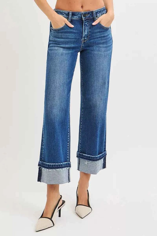 RISEN Mid Rise Ankle Straight Jeans with Cuffed Hem DARK 2ce85d3cf1df421a8e09fcc19dc2c26b-Max-Origin