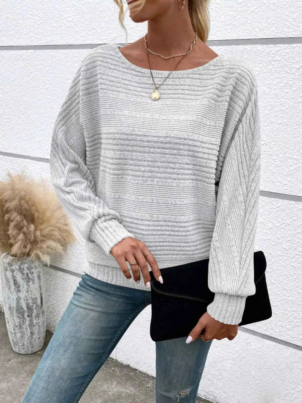 Ribbed Round Neck Long Sleeve Top 2cfdac7cdd61496e83e78b554fa7a2df-Max-Origin