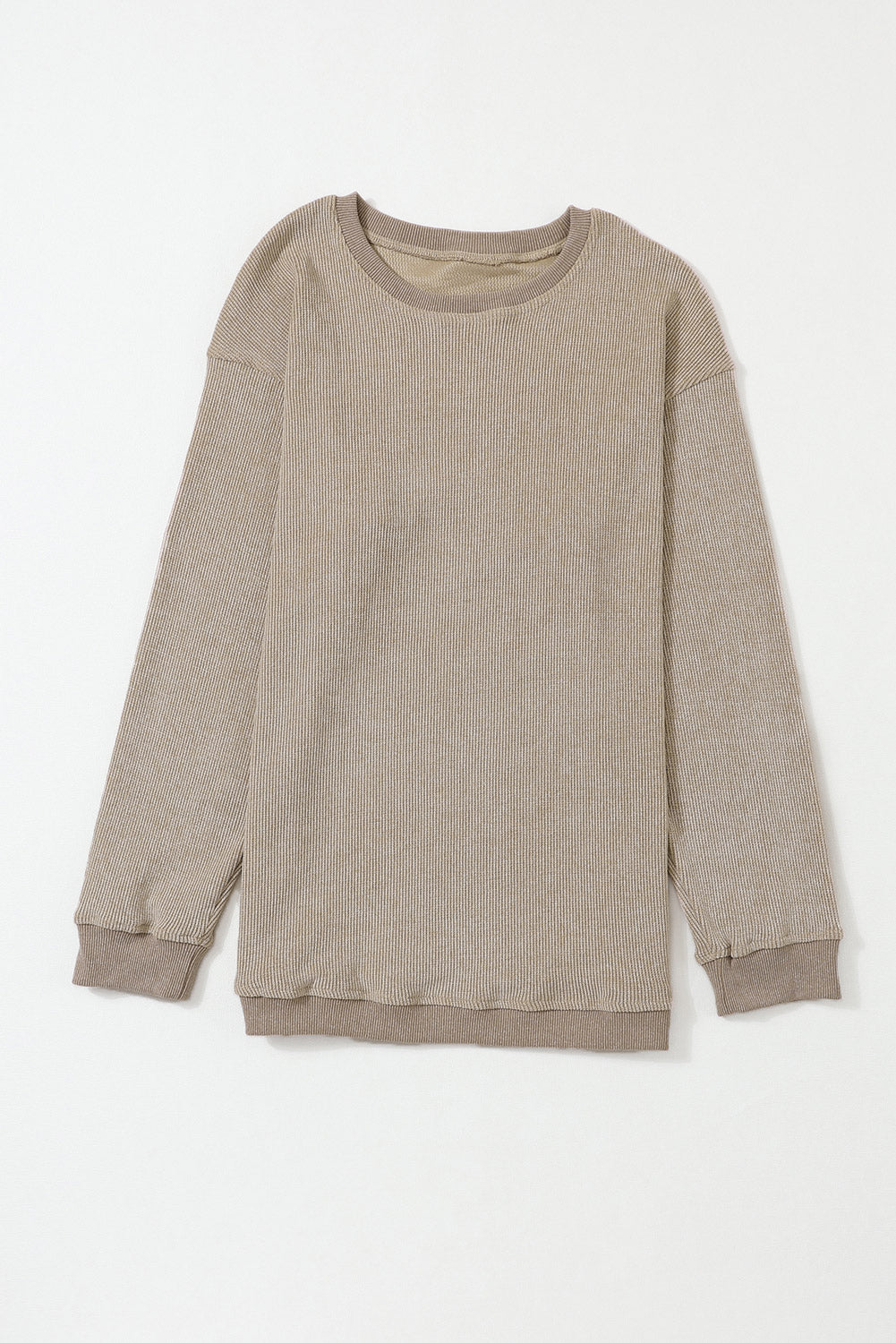 Green Ribbed Round Neck Drop Sleeve Pullover Sweatshirt 2cfdd731e48521ee