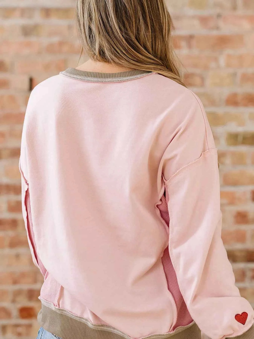 Color Block Patchwork Lovers Embroidered Letter Sweatshirt 2cfe43d9-b0e6-4a30-aa72-39a4e9da15d1-Max-Origin