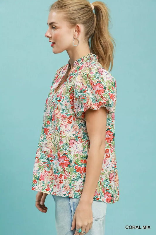 Floral Puff Sleeve Blouse 2d085f71-b36e-4055-b16d-5f1fd96a9b0b-Max-Origin