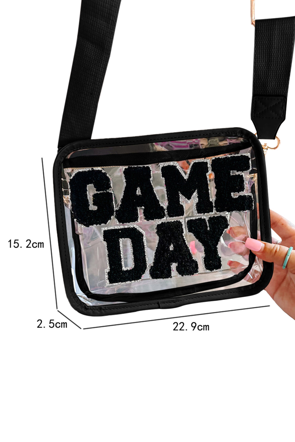 Black Chenille GAME DAY Pattern Clear Bag 2d08da6b3582d16c