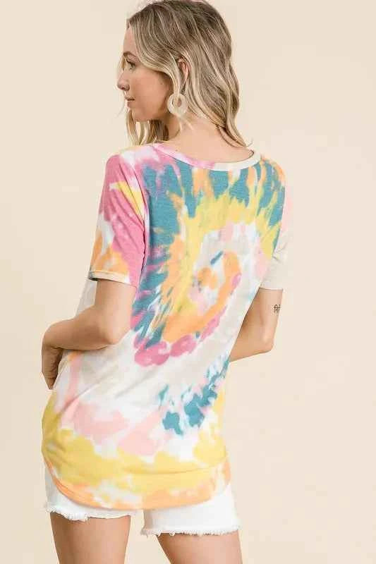 BiBi Circular Tie Dye Print V Neck Top 2d17b04bbb2443a6bd82b3f73c3c934c-Max-Origin