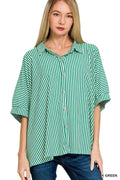 Zenana Oversized Stripe Button Down Shirt K GREEN 2d1dcefb6dac458894dd1d4aa23c4e49-Max-Origin