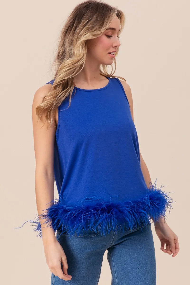 BiBi French Terry Faux Feather Bottom Back Tied Top 2d1f604d571641198e7d97c02469dc4e-Max-Origin