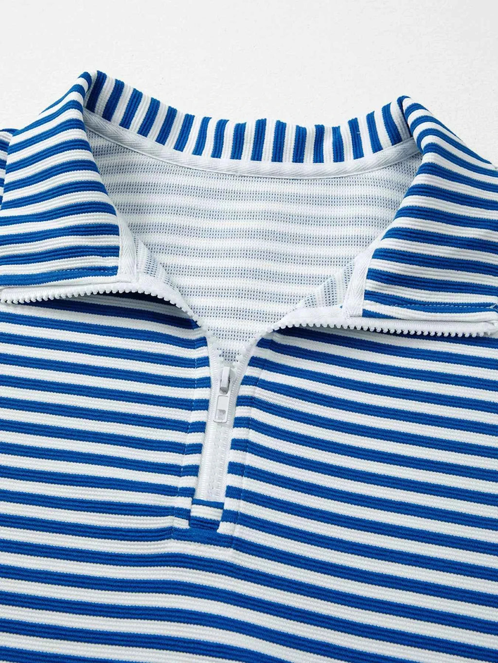 Stripe Quarter Zip Collar Long Sleeve Top 2d20bb616f4e4f7385aedc027df16c23-Max-Origin
