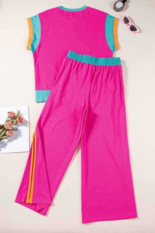 Colorblock Cap Sleeve Tee and Pants Set 2d22766e-7c40-481b-88a8-473e5c60a8b9