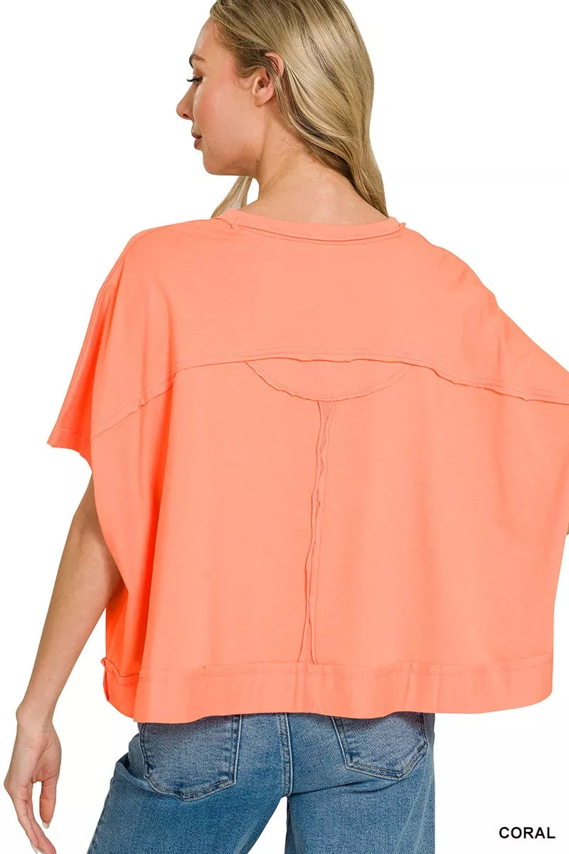 Zenana Exposed Seam Boxy Top 2d2612ff8e964dcfaef94a001a66f0ad-Max-Origin